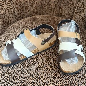 Stylish Brown and Cream Women's Sandals